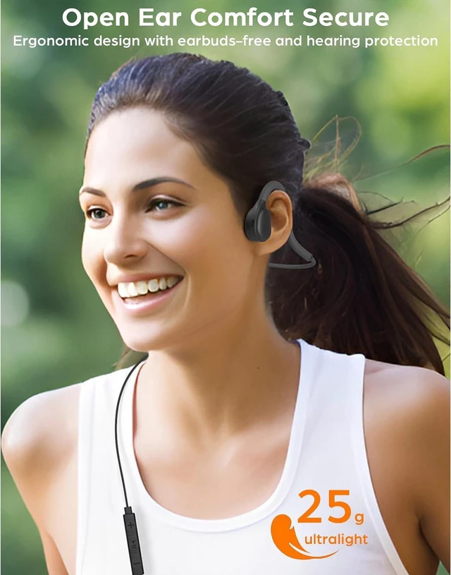 Alt view image 7 of 7 - Open Ear Sport Headphones Wired Neckband Running Headphones with Mic 3.5mm/Type C Connector in-Line Control Stereo Headset for Office Cycling Jogging Gym Workout (3.5mm)