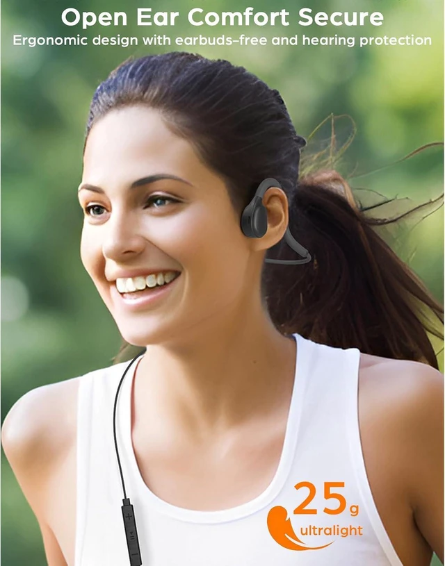 Alt view image 6 of 6 - Open Ear Sport Headphones Wired Neckband Running Headphones with Mic 3.5mm/Type C Connector in-Line Control Stereo Headset for Office Cycling Jogging Gym Workout (Type-C)