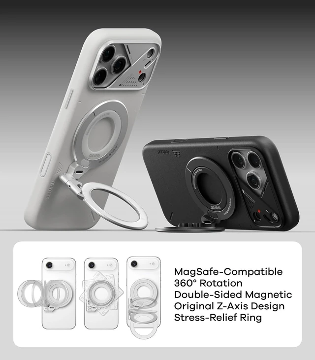 Alt view image 3 of 5 - G09 Magnetic Ring Grip | Omnidirectional Rotation | MagSafe Compatible | Aluminium Alloy Construction | Stable Dual-Sided Magnetic Attachment | Includes Handle Ring Phone Stand- Silver