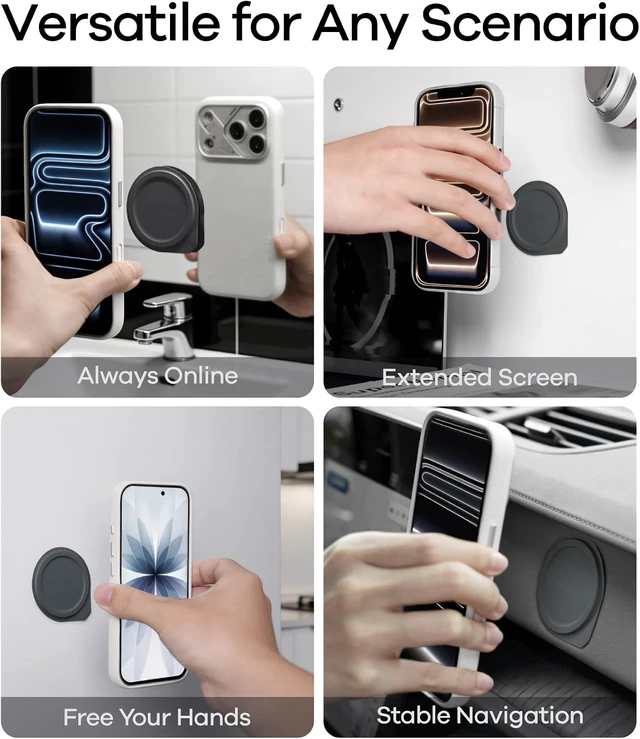 Alt view image 4 of 6 - AC01 for MagSafe Sticker | Multifunctional Magnetic Pad | Compatible with Double-Sided Magnetic Accessories | Reusable | for Bathrooms, Refrigerators, Kitchens, Screens, etc. | Gray