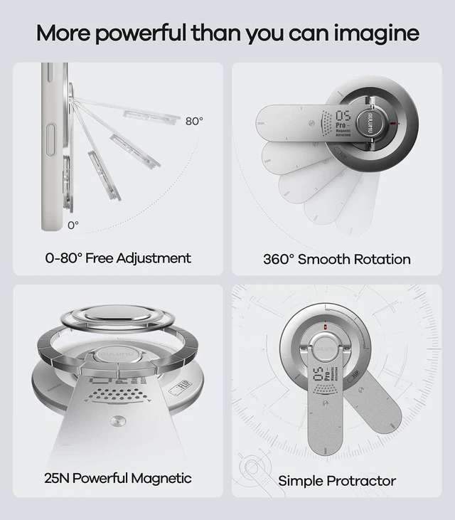 Alt view image 3 of 6 - G05 Pro Magnetic Phone Kickstand with EDC Multi-tool | Rotation Angle Adjustment | Ultra Light & Ultra Thin | with Screwdriver/Steel File/Saw Blade/SIM Ejector Pin/Utility Knife - Silver