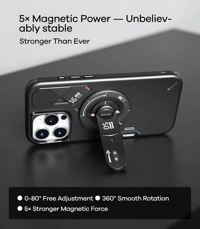 Alt view image 3 of 6 - G05 Air for MagSafe Grip Stand | Rotation Angle Adjustment | Aluminium Alloy Ultra Light & Ultra Thin | with Box Opener - Black