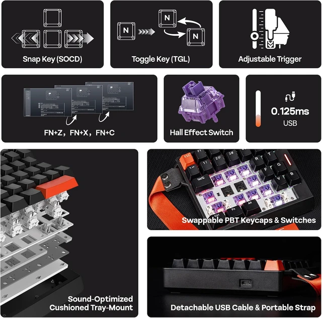 Alt view image 4 of 6 - HE30 One-Handed Hall Effect Keyboard, 8K Polling & 0.125ms