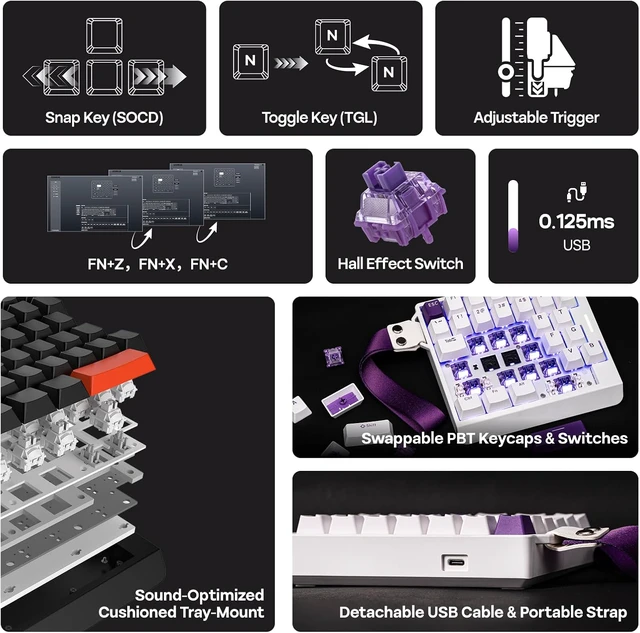 Alt view image 6 of 6 - HE30 One-Handed Hall Effect Keyboard, 8K Polling & 0.125ms