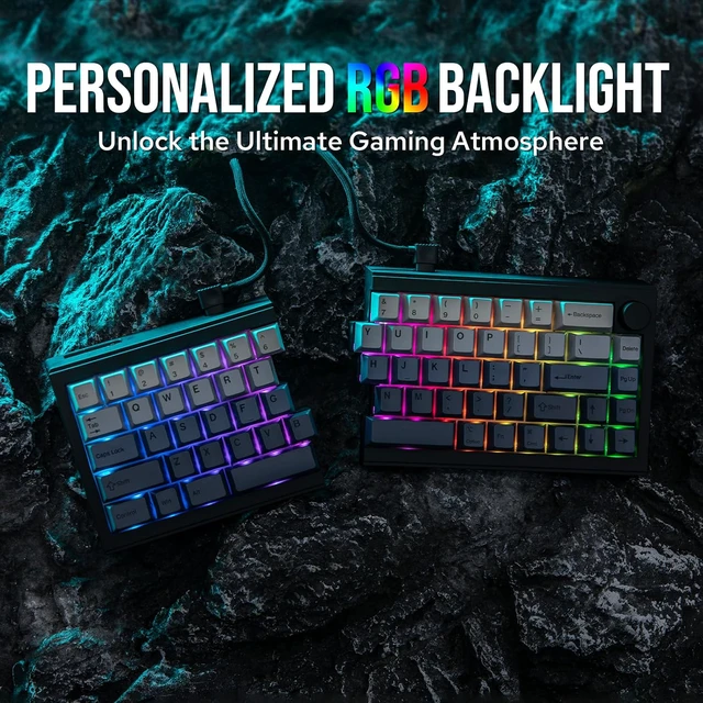 Alt view image 4 of 6 - Split65 QMK/VIA Programmable Keyboard, Wireless Mechanical Keyboard in 2.4Ghz/BT/Type-C, Ergonomic Gaming Keyboard in Split Layout with RGB Backlit (Flamingo Switch)