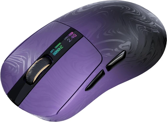 Main image of Carbonis Wireless Gaming Mouse with Digital Display, PAW3950 Sensor, 8K Polling, 30K DPI, Carbon Fiber Composite Shell, Ergonomic Right Hand Esports Mouse for PC Gaming (Black Purple)