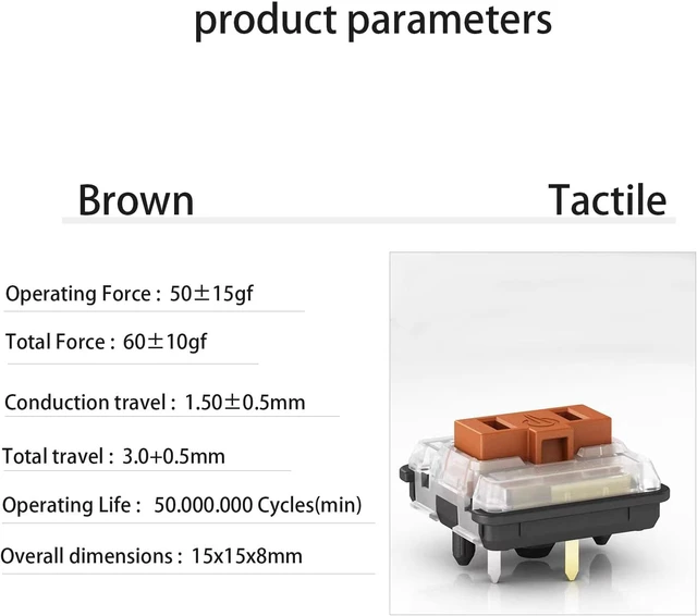 Alt view image 4 of 6 - 1350 Choc Low Profile Brown Tactile Switches 5-Pin Pre-lubed 20Pcs