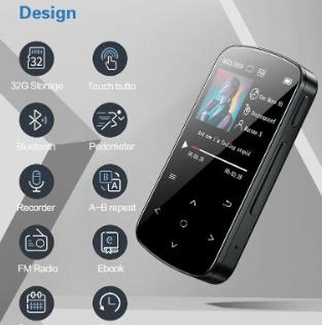 Alt view image 4 of 4 - 32GB MP3 MP4 Player, Portable Digital Music Player with 320x240 Color Screen, FM Radio, Voice Recorder, Photo Viewer, Speaker, Slim Design for Students