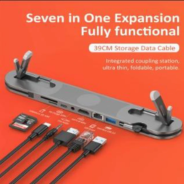 Alt view image 2 of 4 - U1CB-Z1/Z2 USB-C Laptop Stand with Hub, Foldable Aluminum Alloy Laptop Holder with 100W PD, HDMI 4K@30Hz, USB 3.0, SD/TF Card Reader and 3.5mm Audio