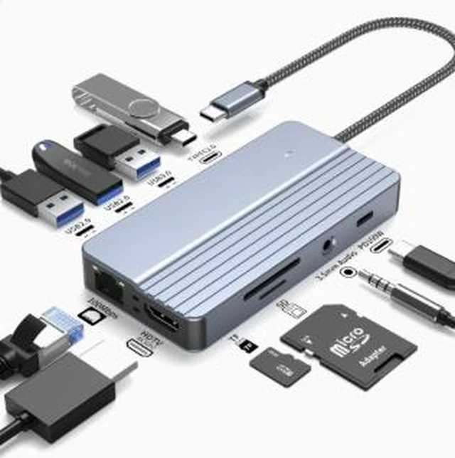 Main image of 10-in-1 USB-C Docking Station XG1001 4K HDMI, 100W PD Charging, USB 3.0/2.0 Hub, SD/TF Card Reader, Gigabit Ethernet, 3.5mm Audio, for Laptop/MacBook/Steam Deck/Phone, Gray