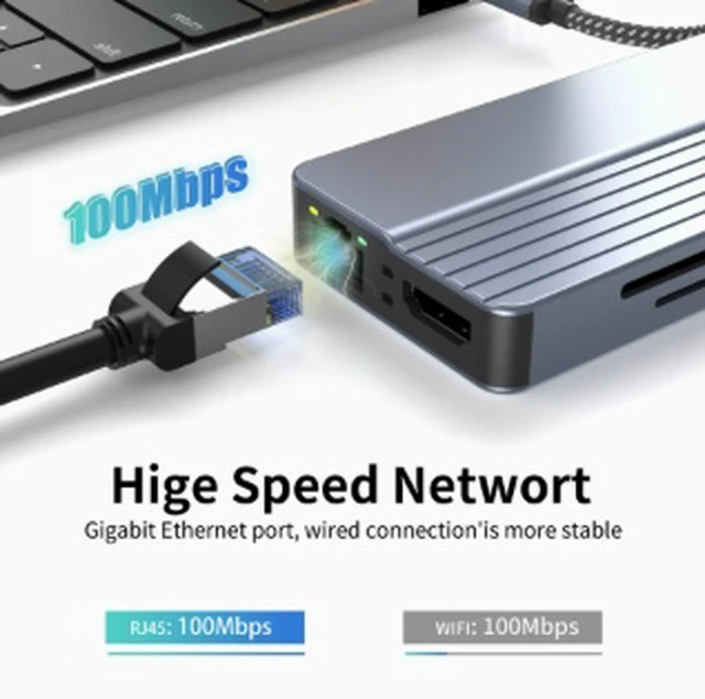 Alt view image 4 of 4 - 10-in-1 USB-C Docking Station XG1001 4K HDMI, 100W PD Charging, USB 3.0/2.0 Hub, SD/TF Card Reader, Gigabit Ethernet, 3.5mm Audio, for Laptop/MacBook/Steam Deck/Phone, Gray
