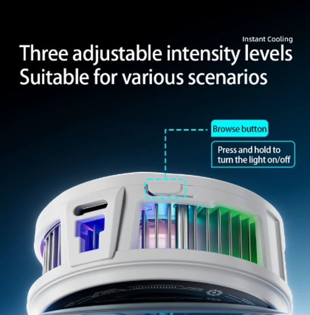 Alt view image 3 of 3 - TL18 Phone Cooler with Digital Display 3-Speed Adjustable Semiconductor Cooling Fan, Magnetic RGB Gaming Heatsink for iPhone/Android, Type-C Powered, for Mobile Gaming/Live Streaming