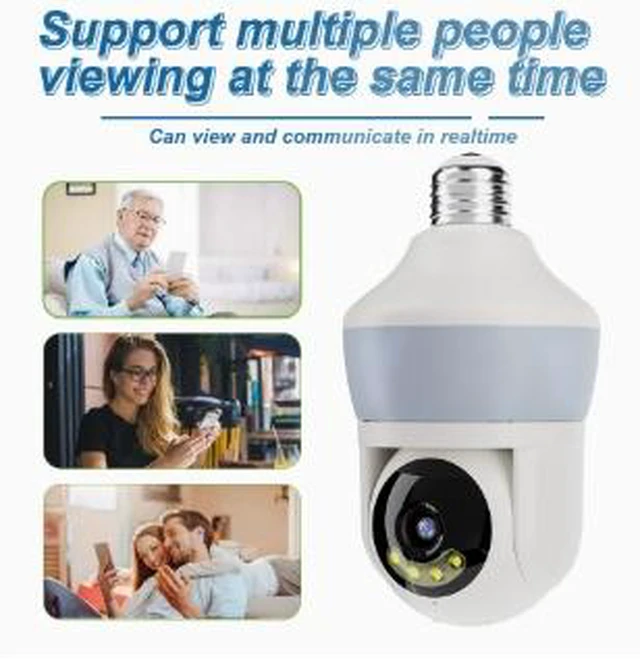 Alt view image 4 of 4 - 5MP Light Bulb Security Camera with 32GB Card 2880x1620 HD Indoor WiFi Monitor, Night Vision, 2.4G+BLE, H.265, 700LM, Remote App Control, E26/E27 Socket
