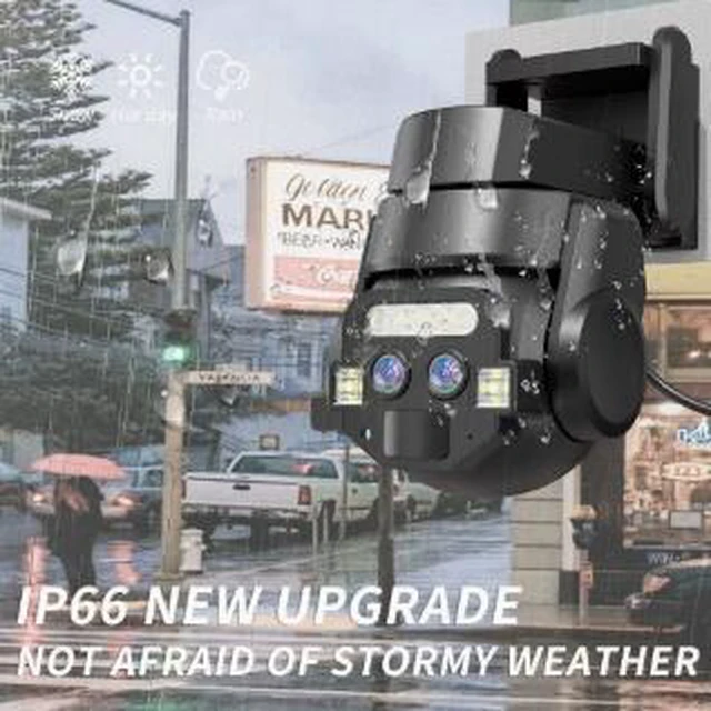 Alt view image 2 of 4 - 10X Zoom Dual-Lens Security Camera with 32GB Card 6MP (2304x1296 x2) Outdoor WiFi Surveillance, 4mm+8mm Lens, Night Vision, H.265, Care Cam PRO App, IP66 Weatherproof
