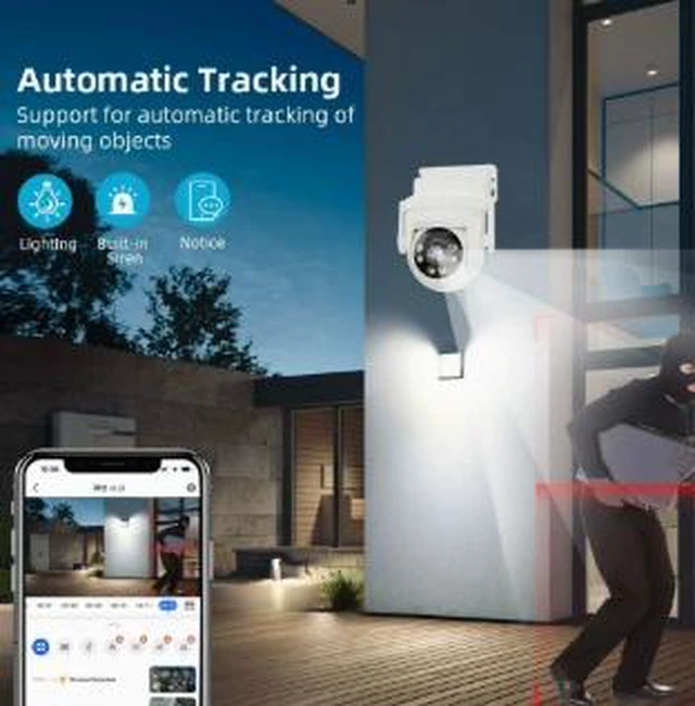 Alt view image 3 of 4 - Mini WiFi Security Camera with 32GB Card 2MP HD Outdoor Ball Camera, IP66 Waterproof, Night Vision up to 15m, Two-Way Audio, Remote Monitoring, 1.5" Compact Design