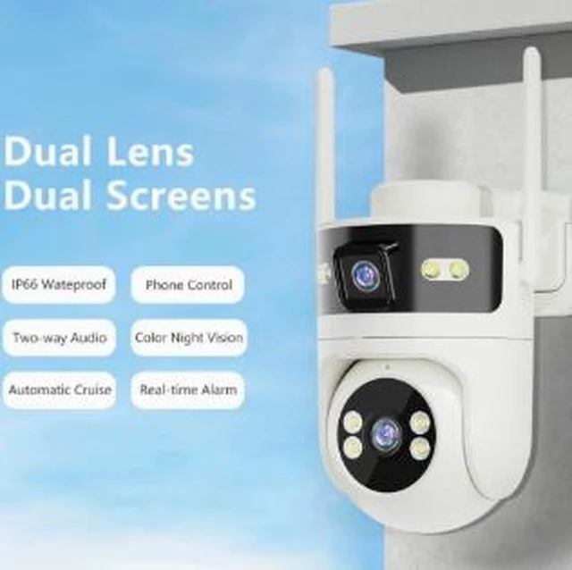 Alt view image 3 of 3 - Dual-Lens WiFi Security Camera with 32GB Card 6MP Smart Bullet & Ball Camera, IP66 Outdoor, 15m Night Vision, Two-Way Audio, 2.5" PTZ, WiFi+Bluetooth, Remote Monitoring