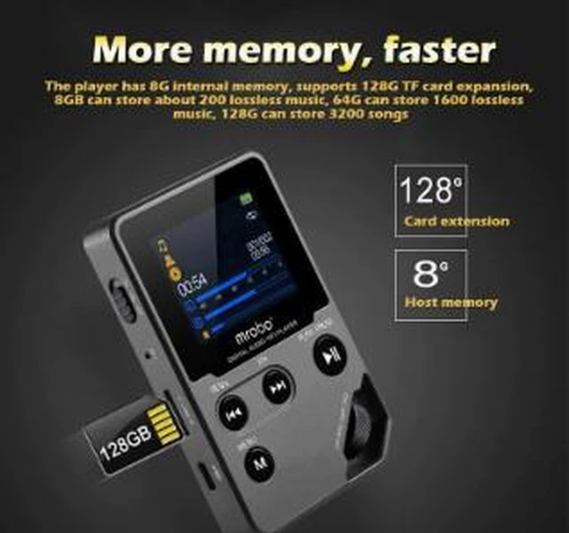 Alt view image 3 of 4 - C5 HiFi Lossless Music Player 8GB MP3/MP4 Digital Audio Player with Bluetooth, Zinc Alloy Body, 1.8" TFT Screen, Supports FLAC/APE/WAV, 50Hr Battery, TF Card up to 128GB