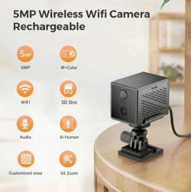 Alt view image 4 of 5 - WiFi Battery Security Camera Indoor Wireless PIR Motion Camera, 100% Wire-Free, Two-Way Audio, Digital Zoom, Adhesive Mount, Smartphone Remote Monitoring