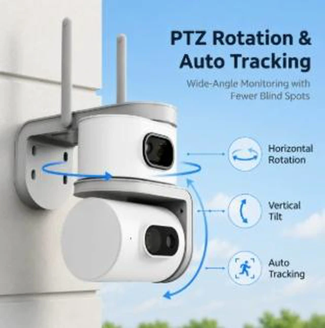 Alt view image 2 of 4 - Dual-Lens 4G Security Camera 1080P Outdoor Surveillance, Full-Color Night Vision, Dual-Screen Display, IP67 Waterproof, Two-Way Audio, Motion Alerts, 13m IR Distance, 12V Powered
