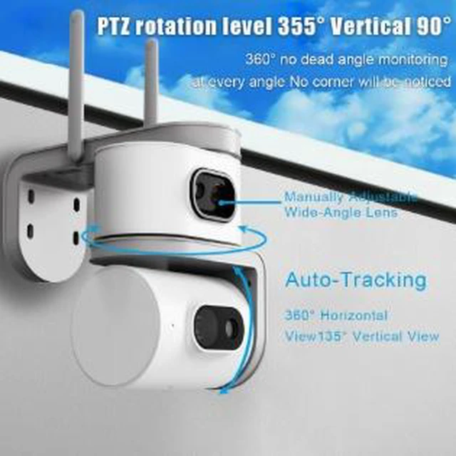 Alt view image 4 of 4 - Dual-Lens 4G Security Camera 1080P Outdoor Surveillance, Full-Color Night Vision, Dual-Screen Display, IP67 Waterproof, Two-Way Audio, Motion Alerts, 13m IR Distance, 12V Powered