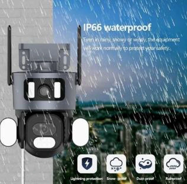 Alt view image 3 of 4 - Dual-Lens WiFi Security Camera 4MP (2x3MP) Dual-Screen PTZ, Full-Color Night Vision, Human Detection & Tracking, IP66 Outdoor, Two-Way Audio, 355° Pan/90° Tilt, 256GB TF Support