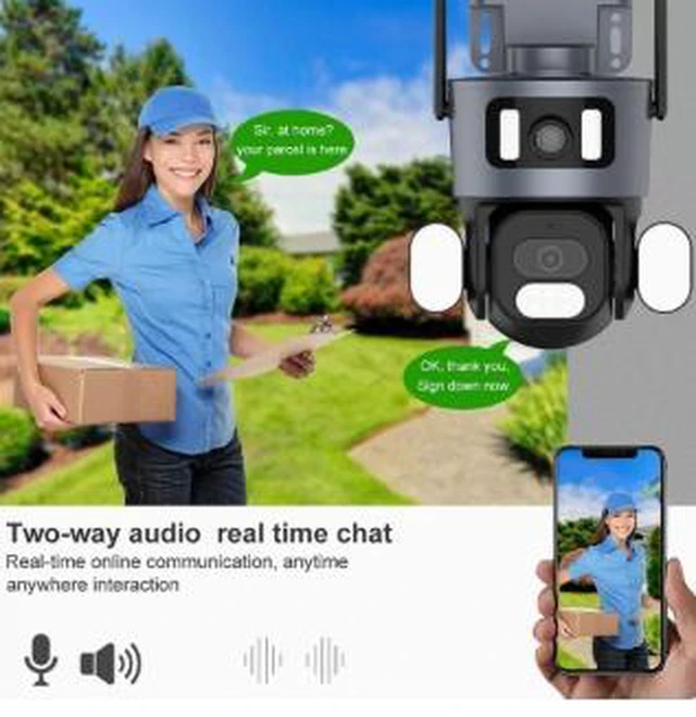 Alt view image 4 of 4 - Dual-Lens WiFi Security Camera 4MP (2x3MP) Dual-Screen PTZ, Full-Color Night Vision, Human Detection & Tracking, IP66 Outdoor, Two-Way Audio, 355° Pan/90° Tilt, 256GB TF Support