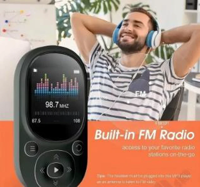 Alt view image 2 of 4 - Clip-On Bluetooth MP3 Player 16GB Mini Sports Music Player with Clip, Bluetooth 5.0, 1.44" Screen, 20Hr Battery, Supports FLAC/APE/WAV, FM Radio, Voice Recorder, TF Card up to 128GB