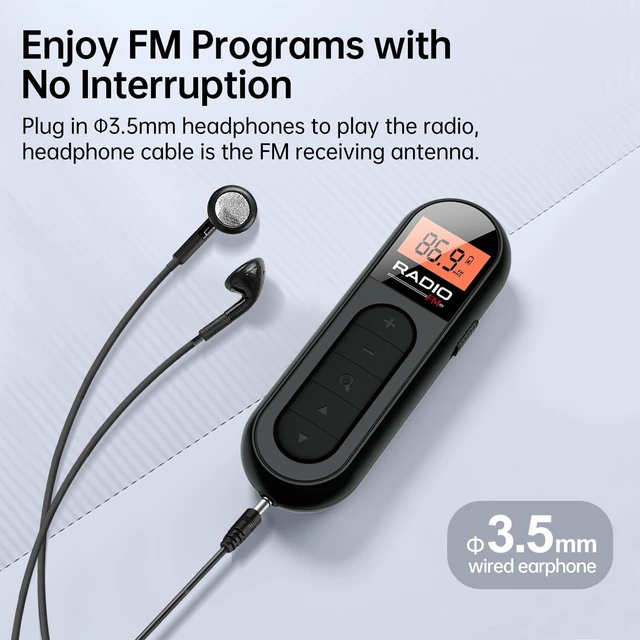Alt view image 5 of 5 - MI03 FM Pocket Radio, Rechargeable Mini Portable Radio with Clip