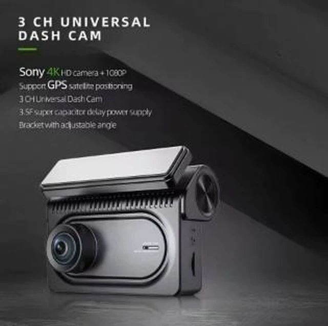 Alt view image 4 of 4 - 3-Channel 4K Dash Cam (4K+1K+1K) Triple Lens Car Recorder with Built-in GPS, 8MP, 170° Wide Angle, Night Vision, Parking Monitor, Loop Recording, Motion Detection, Car Charger Powered
