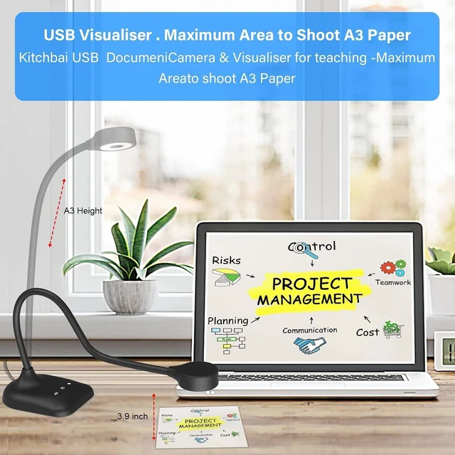 Alt view image 6 of 6 - Document Camera for Teachers, Webcam and Overhead Camera for Classroom with Mic, LED Lights, Image Invert, Fold for Mac OS, Windows, Zoom, OBS Work with Distance Learning/Teaching, Live Demo