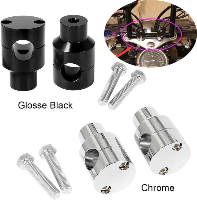 Alt view image 5 of 5 - Handlebar Clamps Risers for Shadow for VTX for Valkyrie for Standard for Tourer Handlebar Riser Up Bracket Clamp Kit 1'' 7/8" Handle Bars Handlebar Riser Kit(Chrome 22mm)