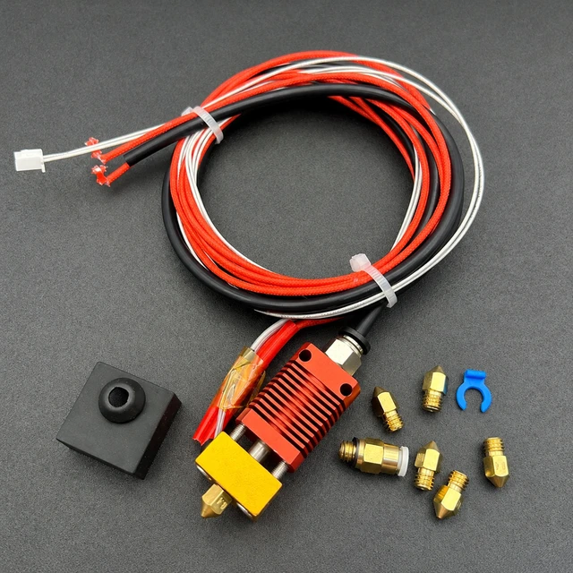 Alt view image 2 of 2 - 3D Printer Hotend Extruder Kit with 1m Black PTFE Tubing and Nozzle Set, 12V 40W Heating Element, Compatible with Creality Ender 3 and Ender 3 V2