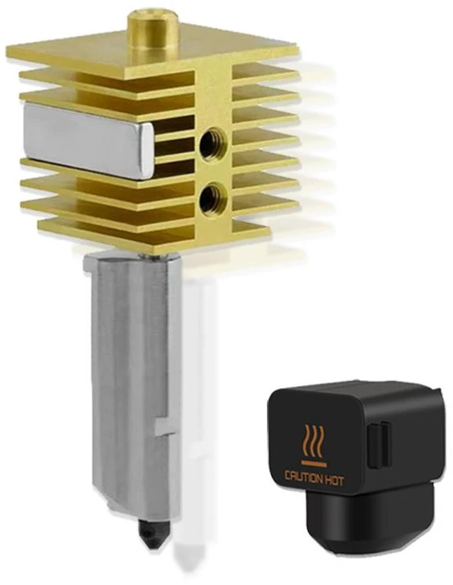Main image of Gold Hotend Kit with Hardened Steel Nozzle for Bambu Lab A1 and A1 Mini, High-Flow Detachable Nozzle Assembly, Integrated Heat Sink and Heating Block, 0.2mm Nozzle