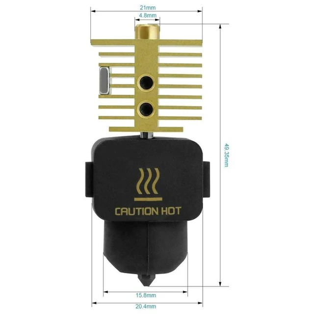 Alt view image 2 of 7 - Gold Hotend Kit with Hardened Steel Nozzle for Bambu Lab A1 and A1 Mini, High-Flow Detachable Nozzle Assembly, Integrated Heat Sink and Heating Block, 0.2mm Nozzle