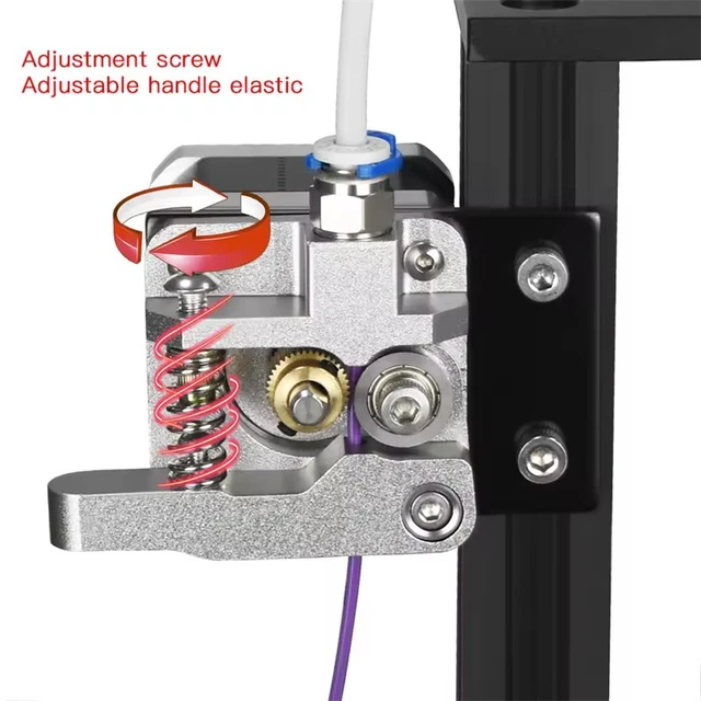 Alt view image 3 of 4 - Right-Hand Metal Extruder Assembly, Space Gray Aluminum Alloy Filament Feeder for Creality CR-10 and Ender 3 3D Printers, Replacement Extrusion Drive Kit