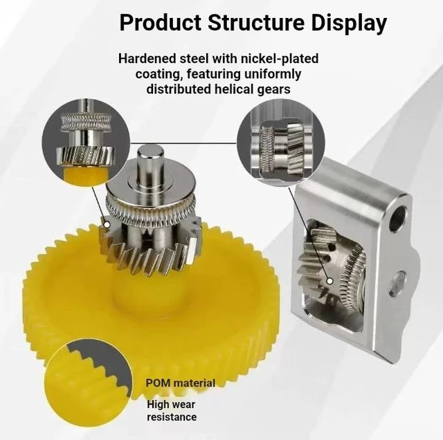 Alt view image 2 of 4 - Hardened Steel Extruder Gear Assembly for Bambu Lab P2S 3D Printer, Nickel-Plated Wear-Resistant Drive Gear Set with Integrated Bearings