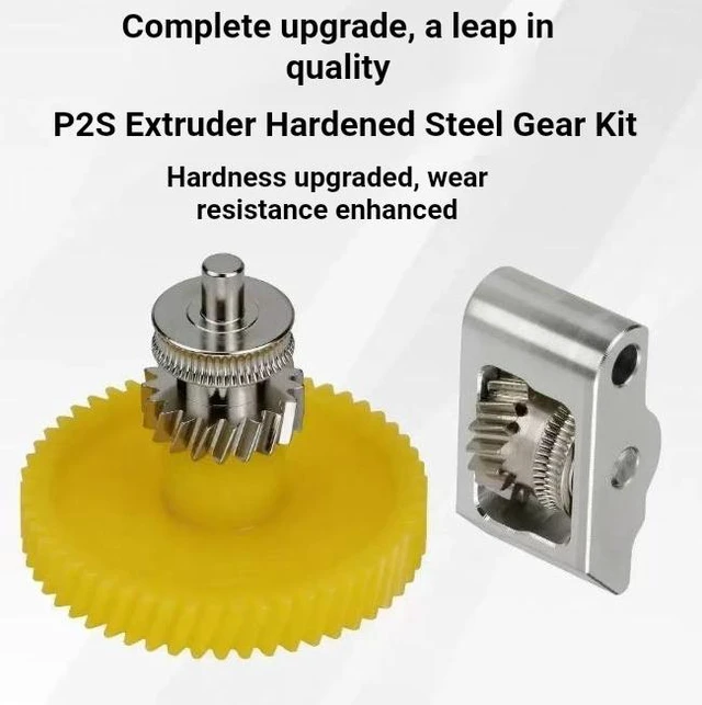 Alt view image 4 of 4 - Hardened Steel Extruder Gear Assembly for Bambu Lab P2S 3D Printer, Nickel-Plated Wear-Resistant Drive Gear Set with Integrated Bearings