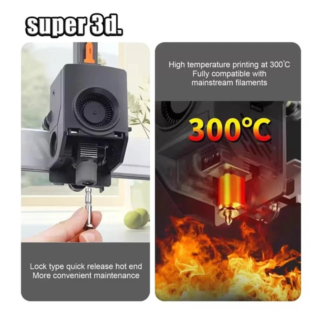 Alt view image 5 of 5 - Quick-Release Hotend Kit for Anycubic Kobra 3 Max 3D Printer, Ceramic Heating Block, Silicone Sock, 300°C High-Temperature Hotend Assembly