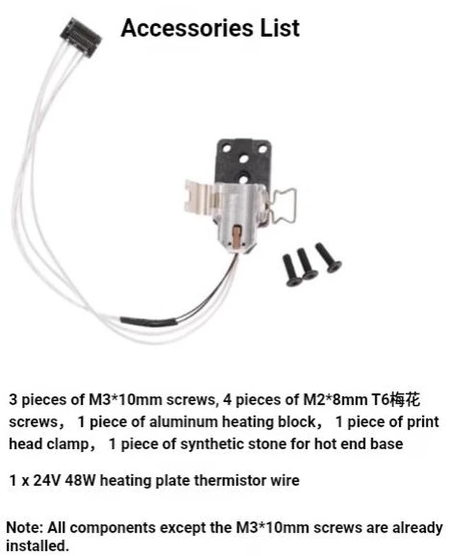 Alt view image 4 of 5 - Ceramic Heater Assembly for Bambu Lab A1 and A1 Mini 3D Printers, Hotend Heating Component with Aluminum Heating Block and Mounting Base