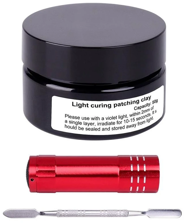 Main image of UV-Curing Modeling Putty Repair Kit with UV Light and Spatula, Fast-Curing Sculpting Filler for Gundam Models, Plastic Model Kits and Hobby Repairs