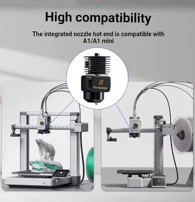 Alt view image 4 of 4 - Black All-in-One Hotend Assembly with 0.8mm Hardened Steel Nozzle for Bambu Lab A1, A1 Mini and A2L 3D Printers, 1.75mm Filament, Quick-Swap Print Head