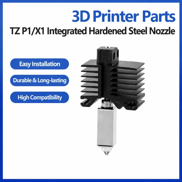 Alt view image 3 of 3 - 0.8mmHardened Steel All-in-One Hotend Assembly with Silicone Sock for Bambu Lab X1 and P1 Series 3D Printers, Integrated Non-Removable Nozzle