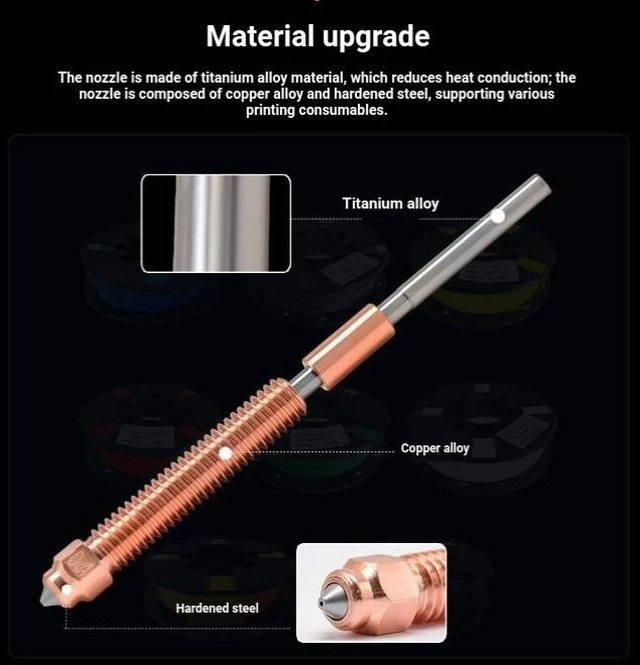 Alt view image 2 of 4 - 0.2mm Integrated Bimetal Hardened Steel Nozzle Hotend Assembly for Creality K2 Plus 3D Printer, Silver Tip, High-Durability Replacement Print Head