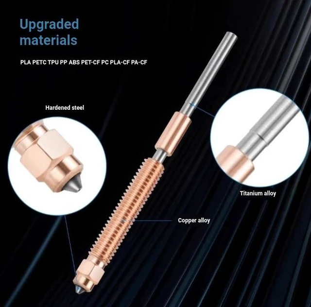 Alt view image 3 of 4 - Ceramic Hotend Kit with 0.4mm Bimetal Integrated Hardened Steel Nozzle for Creality K2 Plus 3D Printer, 350°C High-Temperature Hotend Assembly