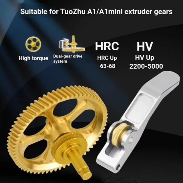 Alt view image 4 of 4 - Bambu Lab A1 / A1 Mini Hardened Steel Extruder Gear Kit, DLC Nano-Coated Helical Gears, Lightweight Aluminum Idler Arm, All-Metal Filament Feeder Upgrade for 3D Printers