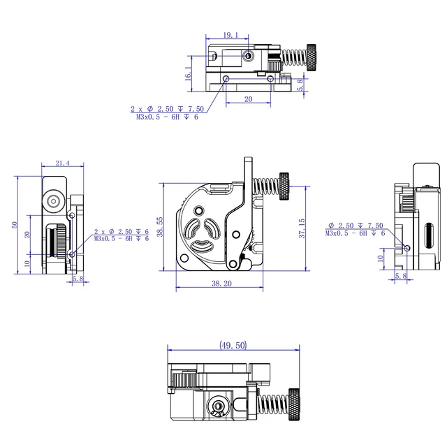 Alt view image 2 of 3 - All-Metal Extruder Upgrade Kit for Creality K1/K1C/K1 Max - Dual Hardened Steel Gear Direct Drive Extruder, Multi-Filament Compatible 3D Printer Feeder (Motor Not Included)