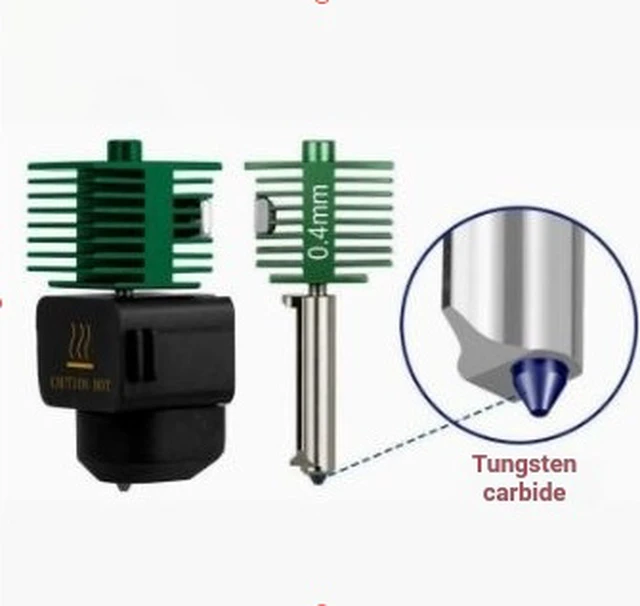 Alt view image 5 of 5 - Tungsten Carbide Hotend Nozzle Kit for Bambu Lab A1/A1 Mini/A2L - Integrated Extruder Assembly 1.75mm/0.4mm Green, Wear-Resistant Bimetallic Nozzle with Smooth Bore (Anti-Clog)