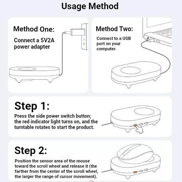 Alt view image 2 of 3 - Rotating Mouse Mover Jiggler with Timer, Silent Operation, Type-C Port, ABS Housing, Compatible with Windows, macOS, Linux and Android