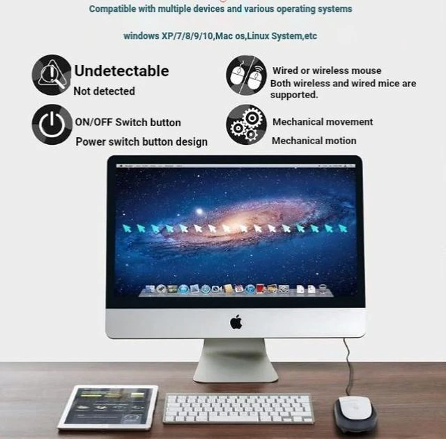 Alt view image 3 of 3 - Rotating Mouse Mover Jiggler with Timer, Silent Operation, Type-C Port, ABS Housing, Compatible with Windows, macOS, Linux and Android