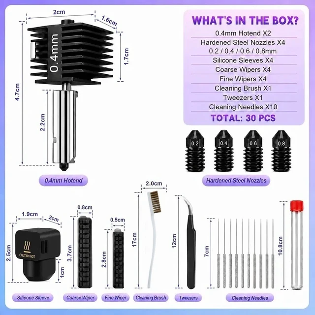 Alt view image 3 of 6 - Replaceable Hotend Kit for Bambu Lab A1 and A1 Mini 3D Printers, Smooth-Bore Anti-Clogging Nozzle Assembly, 3D Printer Upgrade
